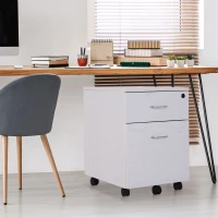 HOMCOM Two Drawer A4 Filing Cabinet Cupboard Office Storage Unit Lockable Rolling(m-1)