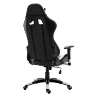 HOMCOM Executive Racecar Style Office Chair Gaming Recliner Swivel Adjustable PU Padded Home Office White(m-9)