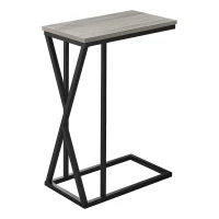 Monarch 25" H C-Shaped Accent Table with Metal X-Frame Base - Grey / Black Metal(m-1)