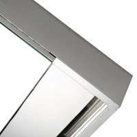 kleankin Bathroom Mirrored Cabinet, 28" x 24" Stainless Steel Frame Medicine Cabinet, Wall-Mounted Storage Organizer with Double Doors and Open Shelf, Silver(m-8)