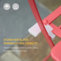 Outsunny 3pc Garden Table Set Foldable Dining Set with 1 Round Table and 2 Chairs Backyard Outdoor, Red(m-4)