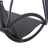 Outsunny 3 Person Rattan Swing Chair Garden Swing Bench Outdoor Hanging Porch Swing w/ Adjustable Canopy, Cushion, Steel Frame, Grey(m-9)