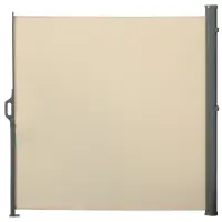 Outsunny 10' Retractable Folding Patio Privacy Side Awning with 50+ UV Protection, 2 Wall Brackets, & Polyester, White(m-1)