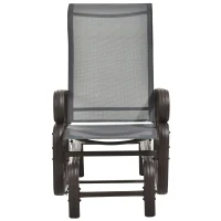 Outsunny Garden Single Glider Chair Patio Rocker Outdoor Rocking Recliner Outdoor Porch Gliding Seat Furniture Texteline Swing Armchair Grey(m-4)