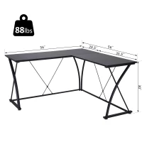 Vinsetto L Shape Computer Desk Eco-Friendly Wood & Metal Corner Display Table Minimalist Easy Assembly(m-3)