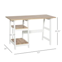 HOMCOM Computer Desk with Shelf Writing Table for Home  Office  Natural Wood Color(m-3)