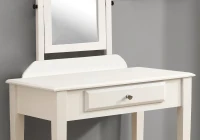 Monarch 2 Piece Contemporary Swivel Mirror Makeup Vanity Table Set with Zebra-Print Stool - White Finish(m-3)