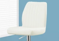 Monarch 2 Piece Contemporary PU Leather Vertical Ribbed Seat Chrome Base Hydraulic Lift Swivel Barstool Chair Set - White Finish(m-3)