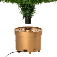 HOMCOM 3 FT Pre-Lit Artificial Table Christmas Tree, Fiber Optic Holiday Home Xmas Indoor Decoration with Golden Stand, Green(m-13)