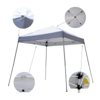 Outsunny 8x8ft Pop Up Tent Outdoor Canopy Event Sunshade Shelter w/ Slant Leg and Carrying Bag, White(m-4)