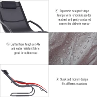 Outsunny Zero-Gravity Rocking Chair Garden Patio Lounger Seat Outdoor Indoor Texteline Recliner Backyard Aluminum Frame Rocker Black(m-5)