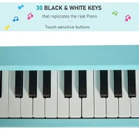 HOMCOM Modern Kids Piano 30 Keys Set of 2 Mini Toy for Child Grand Piano with Music Stand and Bench - Green(m-7)