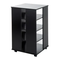 Open Box HomCom 33” Wooden Rolling 5 Shelf Media Center Display Storage Cart - Black(m-7)