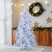 HOMCOM 7ft Artificial Christmas Tree Xmas Holidays Décor with Ornament White(m-2)