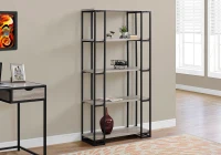 Monarch 60" Contemporary Open Concept 4 Shelf Bookshelf - Dark Taupe Wood-look / Silver Metal(m-2)