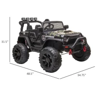Aosom 12V Battery-Powered Kids Electric Ride On Truck Car with Wide Seat, Parent Remote Control & Bluetooth Music, Camo(m-3)
