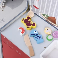 Qaba 2 in 1 Multifuction Kids Kitchen Play Set with Accessories Large Play Kitchen Red(m-14)