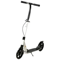 Soozier one-click Folding Kick Scooter for 14+ w/ Adjustable Handlebar, Push Scooter with Kickstand, Dual Brake System, Shock Absorber, 7.75'' Wheels & ABEC-7 Bearings, White(m-2)