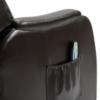 HOMCOM Massage Recliner Chair Padded Seat Cushion 165° Reclining Sofa with Side Pocket for Living Room, PU Leather, Remote Control, Dark Brown(m-14)