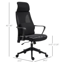 Vinsetto Ergonomic Home Office Mesh Desk Chairs, Computer Task Chair with Massage Lumbar Cushion, Adjustable Seat & Headrest, Rocking Function, Black(m-3)
