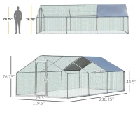 PawHut Large Chicken Coop Metal Chicken Run for Chicken with Waterproof and Anti-UV Cover, Spire Shaped Walk-in Fence Cage Hen House for Outdoor and Yard Farm Use, 1.26" Dia, 9.8' x 19.7' x 6.4'(m-3)