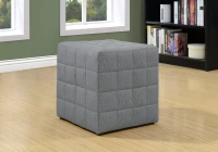 Monarch Padded Linen-Look Tufted Cube Ottoman - Light Grey(m-2)
