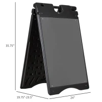 Vinsetto 22" x 28" Plastic Folding A-Frame Sandwich Board Sidewalk Sign with Weighted Tank & Weatherproof Design, Black(m-3)