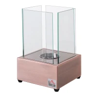 HOMCOM Ethanol Fireplace, 7.75" Tabletop 0.10 Gal Stainless Steel 160 Sq. Ft., Burns up to 2 Hours, Bronze(m-12)