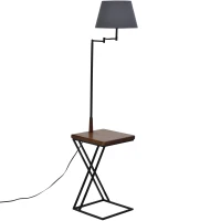HOMCOM 65" Floor Lamp with Table Extendable and Retractable Arm E26 Steel(m-1)