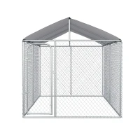 PawHut 13' x 7.5' x 7.5' Dog Kennel, Outdoor Dog Run with Waterproof, UV Resistant Roof, Lockable Door for Large-Sized Dogs, Silver(m-7)