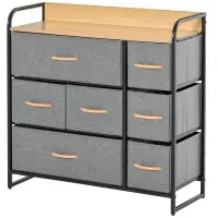 HOMCOM 3-Tier Storage Organizer for Bedroom Entryway, 7-Drawer Dresser with Steel Frame for Bedroom, Light Gray(m-1)