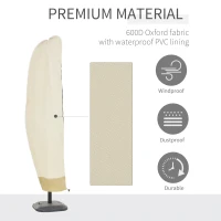 Outsunny 87-Inch Patio Umbrella Cover 600D Waterproof Outdoor Offset Banana Style, Beige and Coffee(m-4)