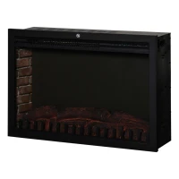 HOMCOM 30" Electric Fireplace Insert, Modern Recessed Fireplace Heater with Realistic Flame, Adjustable Brightness, and Remote Control, Heats 215 Sq. Ft., 750/1500W, Black(m-13)