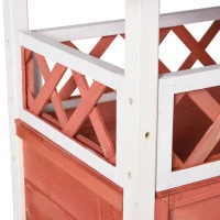 PawHut Outdoor Cat House Wooden Feral Cat Shelter, 2-Story Kitten Condo with Sisal Ramp, Weatherproof Roof and Balcony, Red(m-6)