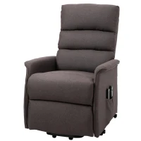 HOMCOM Power Lift Assist Recliner Chair for Elderly with Remote Control, Linen Fabric Upholstery, Brown(m-10)
