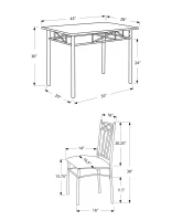 Monarch 5 Piece 40" Rectangular Metal Framed Table and Chairs Dining Set - Cappuccino / Silver(m-4)