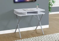 Monarch 31" Contemporary Compact Computer Desk with Metal Legs and Storage Cubbies - White / Silver Metal(m-2)