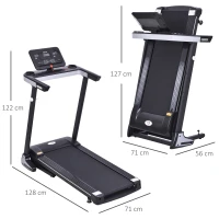 Soozier 2.0 HP Electric Folding Treadmill Machine 16'' Wide Tread Belt w/ LED Display 12 Pre-Set Programs 7.5 MPH Max Speed w/ Cup Holder & Mobile Phone Space - Black(m-3)