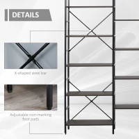 HOMCOM 5-Tier Industrial Bookcase with Open Storage, Bookshelf Display Rack with Metal Frame for Home Office, 70.75''L x 12.5''W x 70''H, Walnut(m-5)