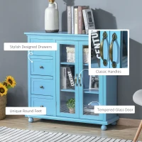 HOMCOM Storage Sideboard Cabinet with 4 Drawers and Glass Door Cupboard, Console Table for Living Room, Kitchen(m-5)