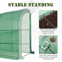 Outsunny 10' x 5' x 7' Lean to Greenhouse, Walk-In Wall Green House Plant Nursery with 2 Roll-up Doors and Window, PE Cover and 3 Wire Shelves, Green(m-5)