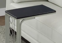 Monarch 25" Contemporary Wood Grain-Look Top Metal Frame C-Shaped Side Accent Table  - Cappuccino Brown Finish(m-3)