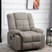 HOMCOM Overstaffed Vibration Massage Recliner Chair for Living Room, Modern Reclining Chair PU Leather Single Sofa Home Theater Seating with Footrest, Gray(m-9)