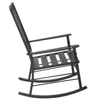 Outsunny Porch Rocking Chair Outdoor Patio Rocker Armchair with Cup Holder Cushion Steel(m-7)