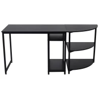 HOMCOM 2 Piece 65" Computer Desk Set Free-Combination Home Office Furniture Black(m-7)