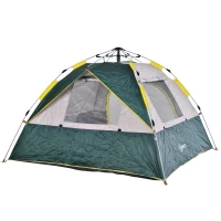 Outsunny Outdoor Pop-Up Camping Tent 3-4 Person W/  Doormat  Hook  Carrying Bag(m-2)