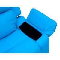 HOMCOM Deluxe Padded Children’s Recliner Sofa Kids Chair with Storage Arms (Blue)(m-7)