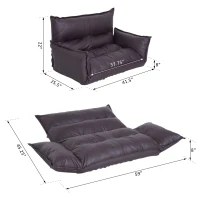 HOMCOM Floor Lazy Sofa Convertible Floor Game Video Chair Adjustable Floor Folding Couch Bed Faux Leather Living Room Brown(m-3)