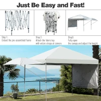 Outsunny 19' x 10' Folding Gazebo Steel Canopy Party Tent With Bag  Off-white(m-5)