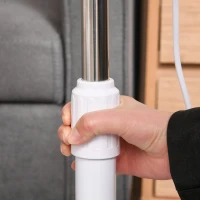 HOMCOM 16 Inch Pedestal Standing Fan Floor Fan with 3 Speeds, 85° Oscillation, LED Panel, Remote Controller, 7.5-Hour Timer, Adjustable Heights for Living Room, Bedroom, Office, Black/White(m-10)